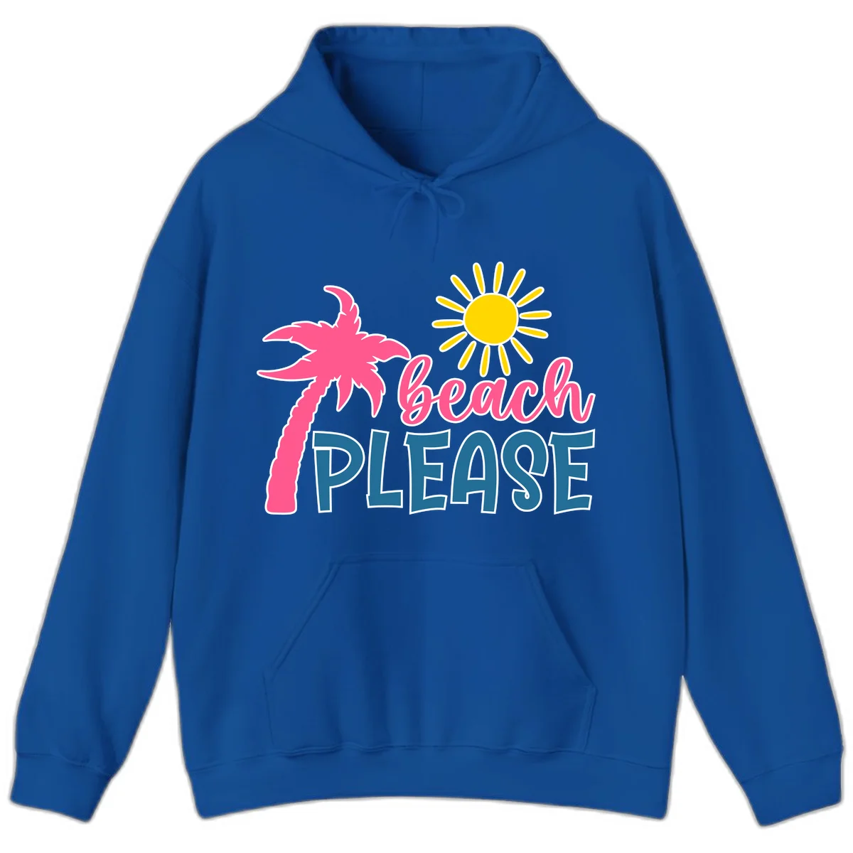 Beach Please Palm Tree Vacation Hoodie in Royal