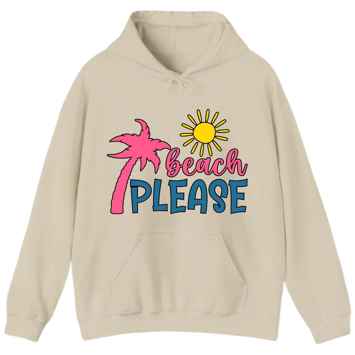 Beach Please Palm Tree Vacation Hoodie in Sand