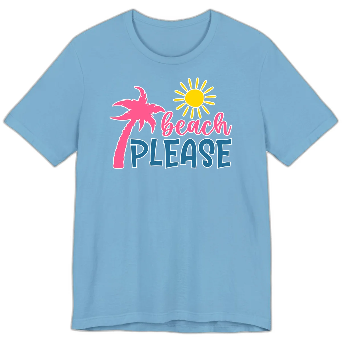 Beach Please Palm Tree Vacation Premium T-Shirt in Ocean Blue