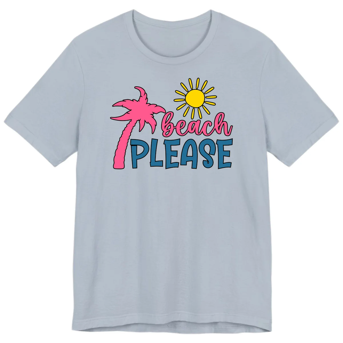 Beach Please Palm Tree Vacation Premium T-Shirt in Light Blue