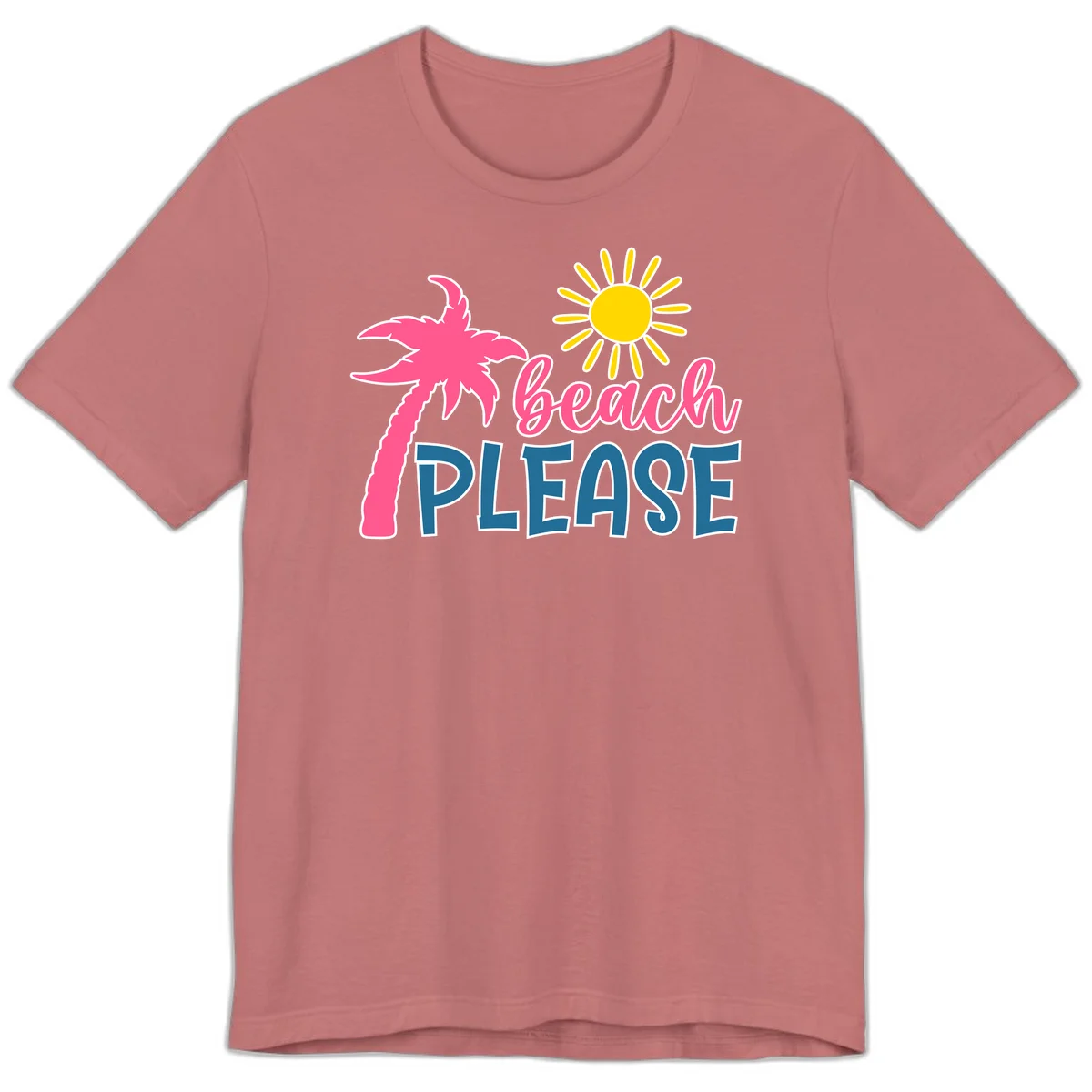 Beach Please Palm Tree Vacation Premium T-Shirt in Mauve