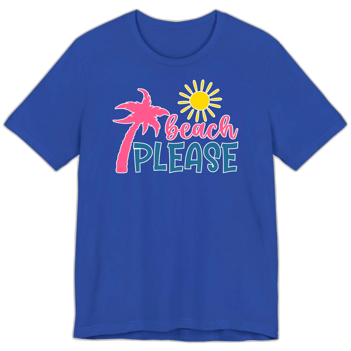 Beach Please Palm Tree Vacation Premium T-Shirt in True Royal