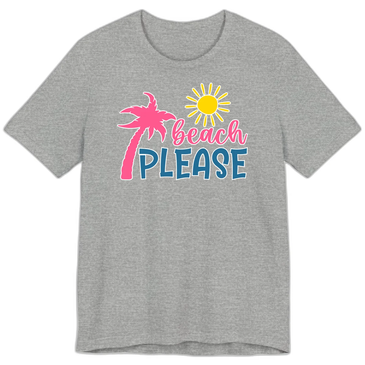 Beach Please Palm Tree Vacation Premium T-Shirt in Athletic Heather