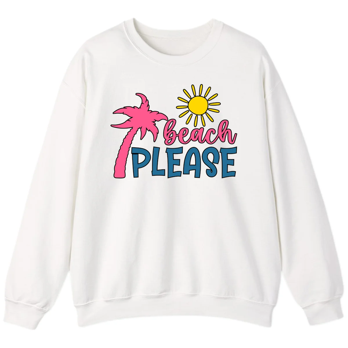 Beach Please Palm Tree Vacation Sweatshirt in White
