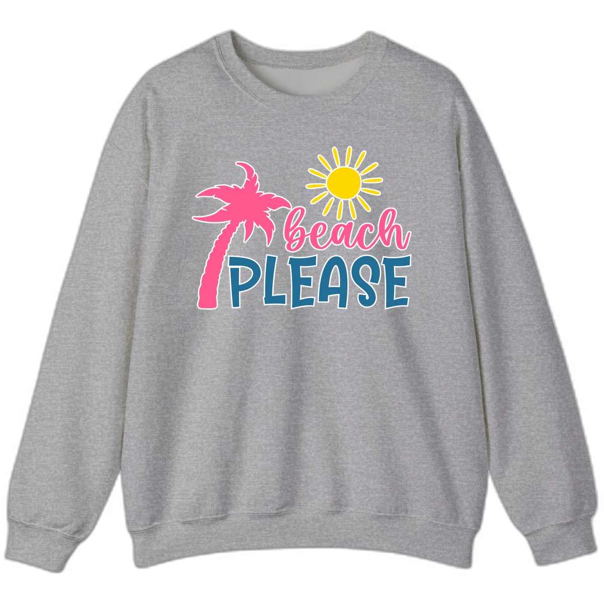 Beach Please Palm Tree Vacation Sweatshirt in Sport Grey