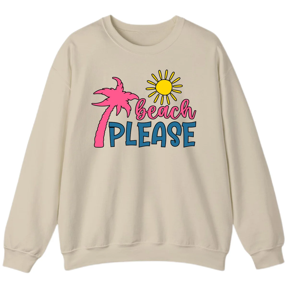 Beach Please Palm Tree Vacation Sweatshirt in Sand