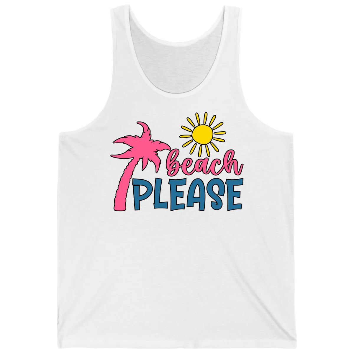 Beach Please Palm Tree Vacation Tank in White