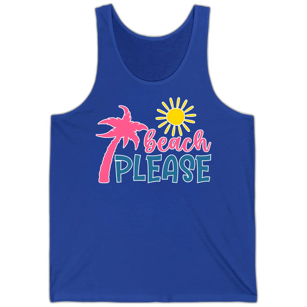 Beach Please Palm Tree Vacation Tank in True Royal
