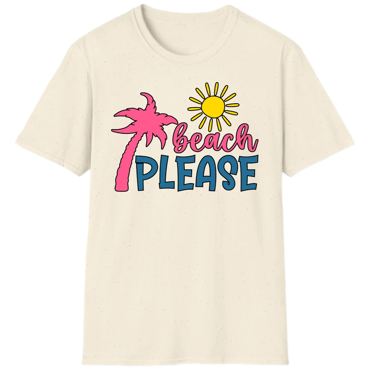 Beach Please Palm Tree Vacation T-Shirt in Natural