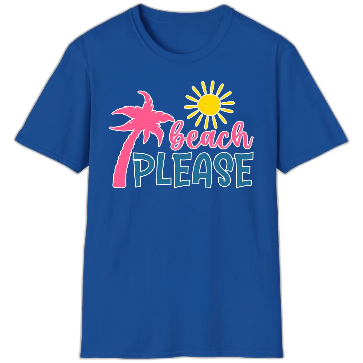 Beach Please Palm Tree Vacation T-Shirt in Royal
