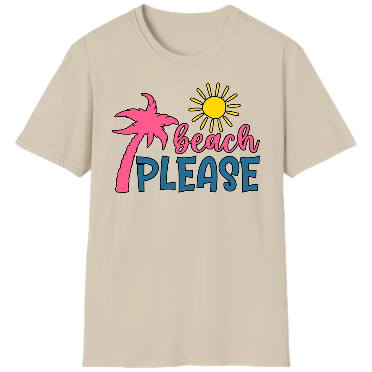 Beach Please Palm Tree Vacation T-Shirt in Sand