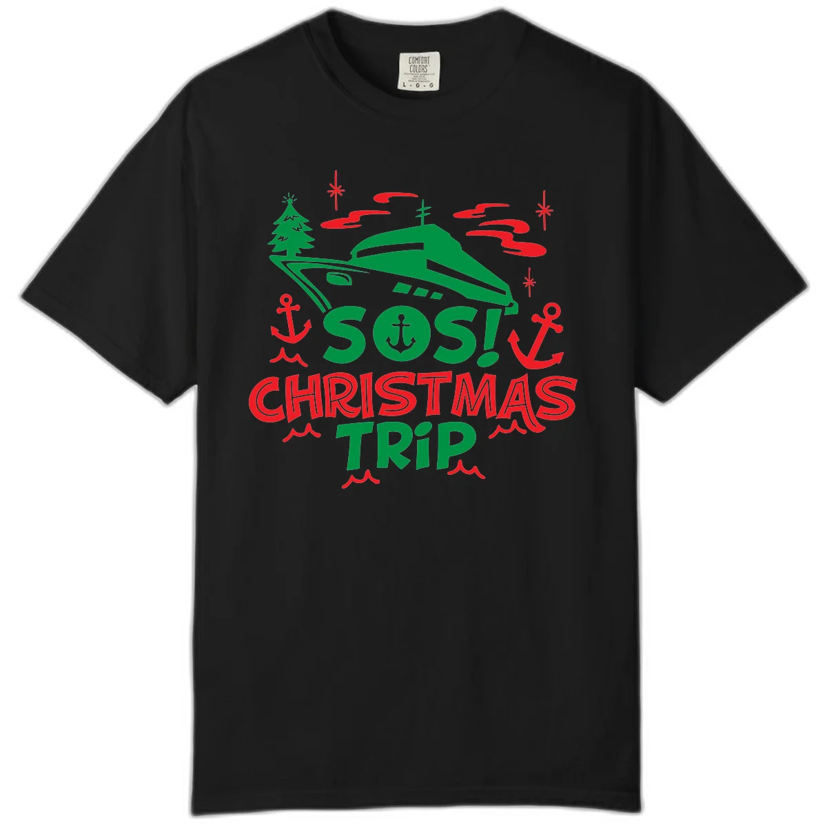 SOS Christmas Trip Comfort Color Shirt in Black