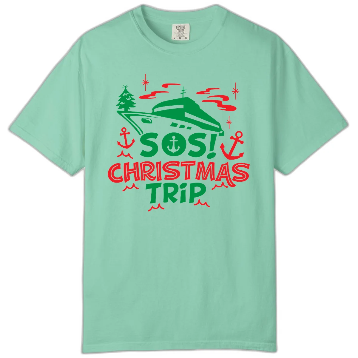 SOS Christmas Trip Comfort Color Shirt in Island Reef