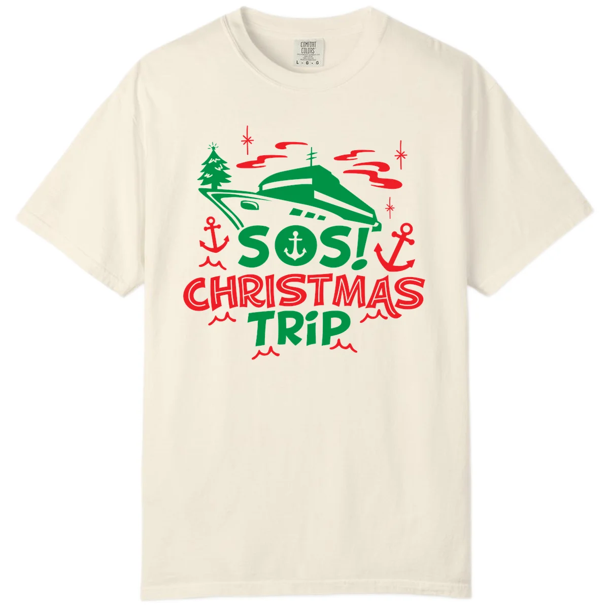 SOS Christmas Trip Comfort Color Shirt in Ivory