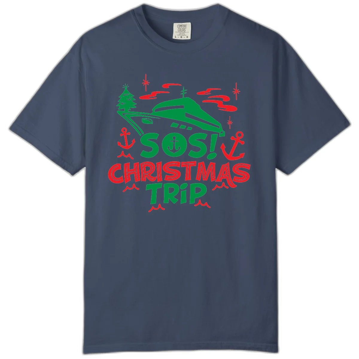 SOS Christmas Trip Comfort Color Shirt in Midnight