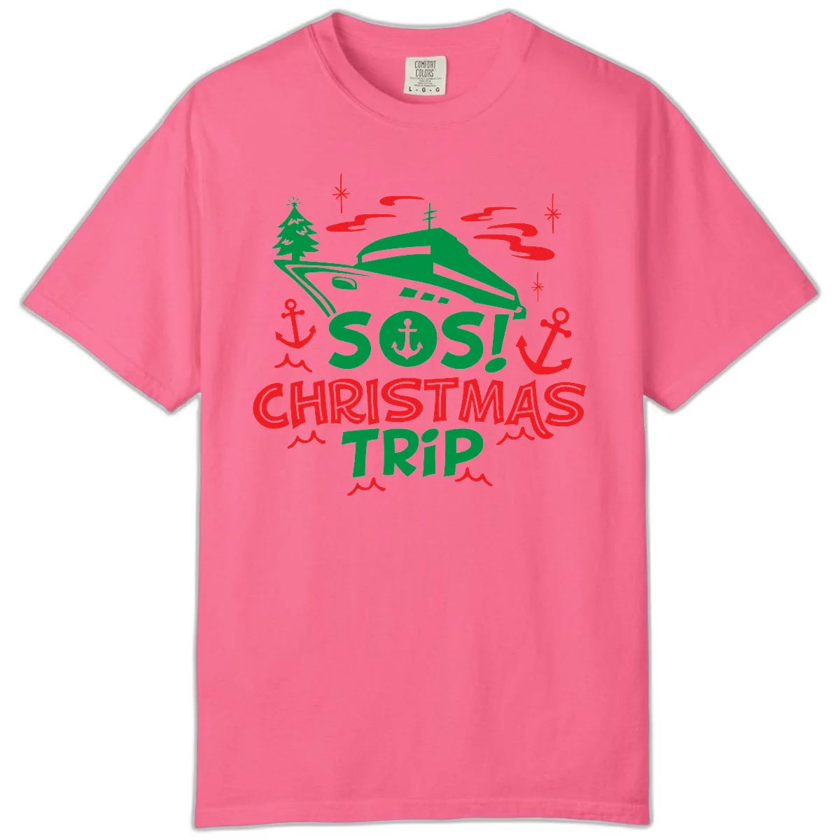 SOS Christmas Trip Comfort Color Shirt in Crunchberry