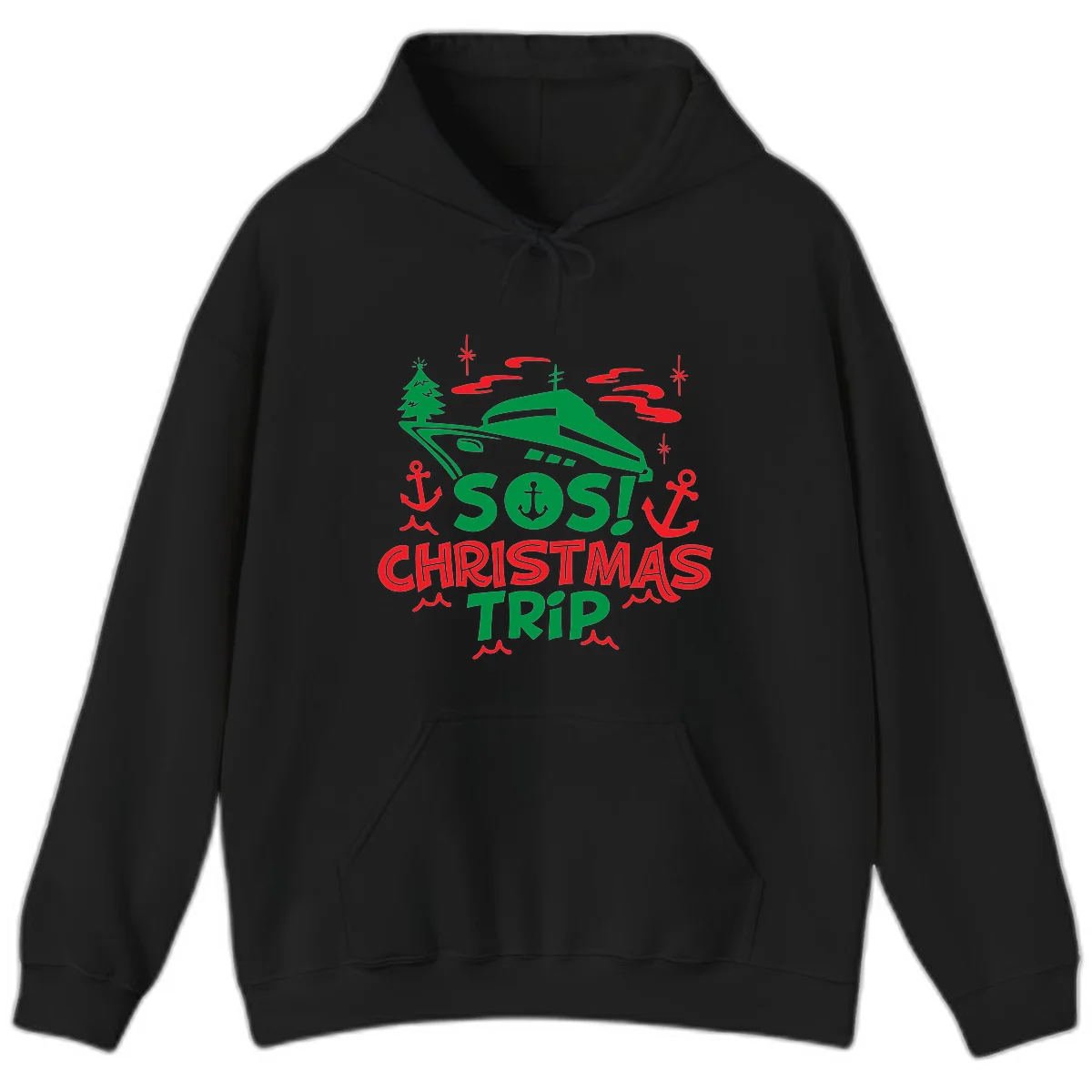 SOS Christmas Trip Hoodie in Black