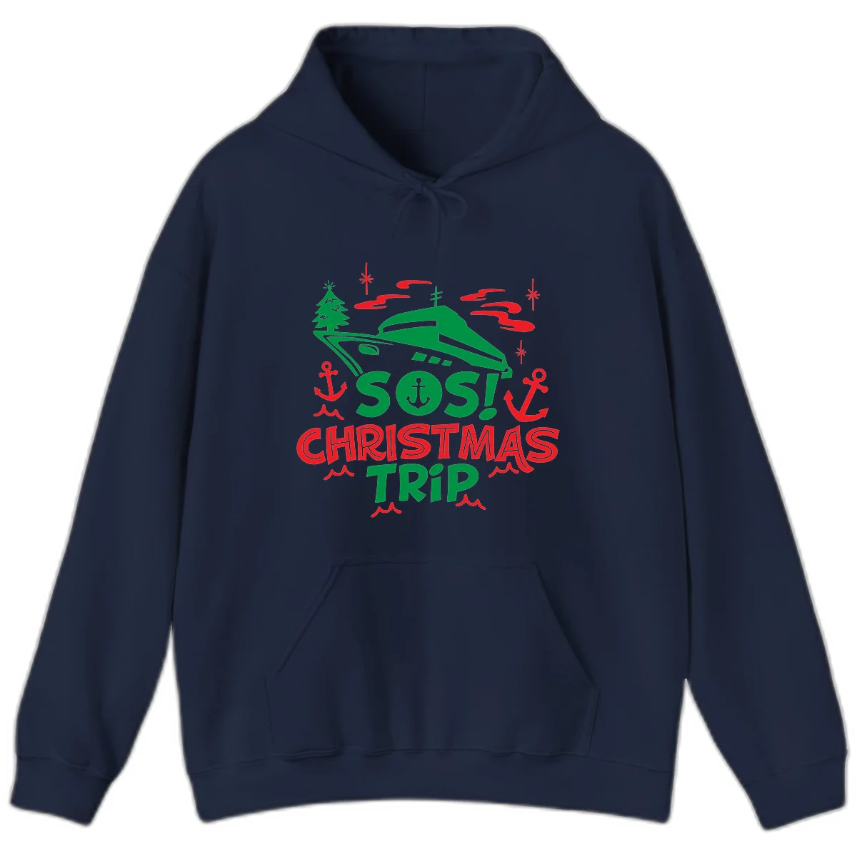 SOS Christmas Trip Hoodie in Navy