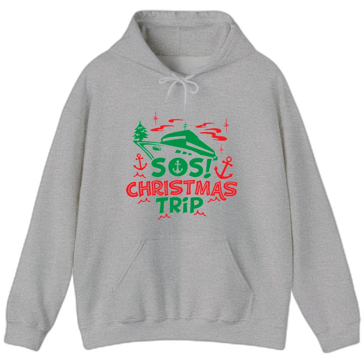 SOS Christmas Trip Hoodie in Sport Grey