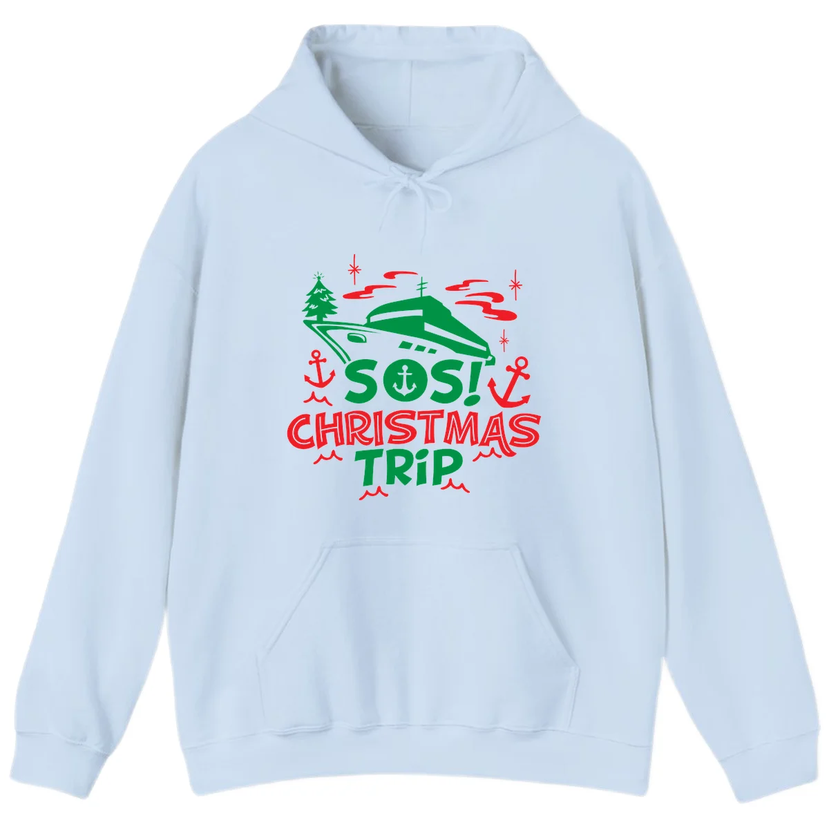 SOS Christmas Trip Hoodie in Light Blue