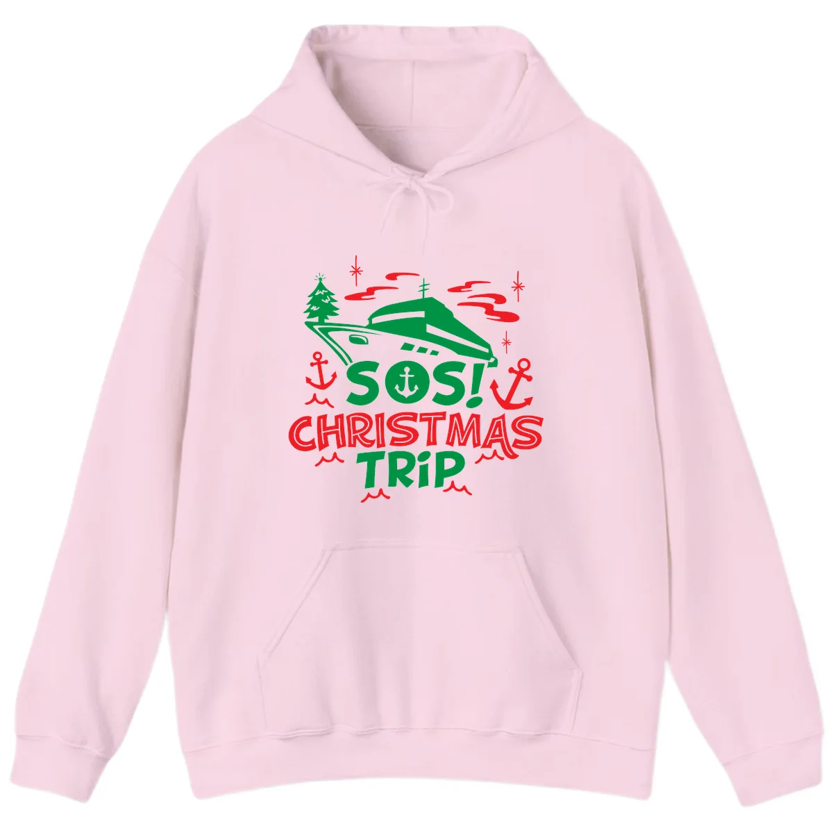 SOS Christmas Trip Hoodie in Light Pink