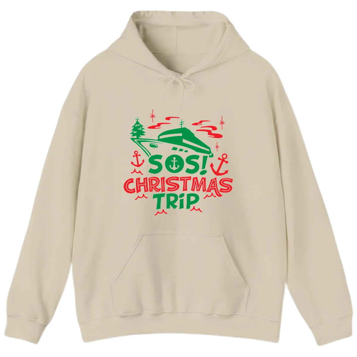 SOS Christmas Trip Hoodie in Sand