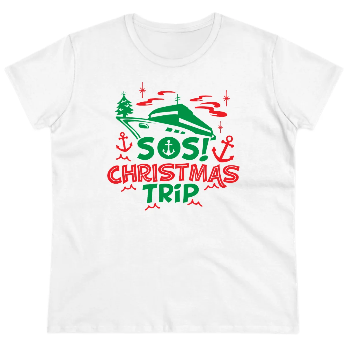 SOS Christmas Trip Ladies Tee in White