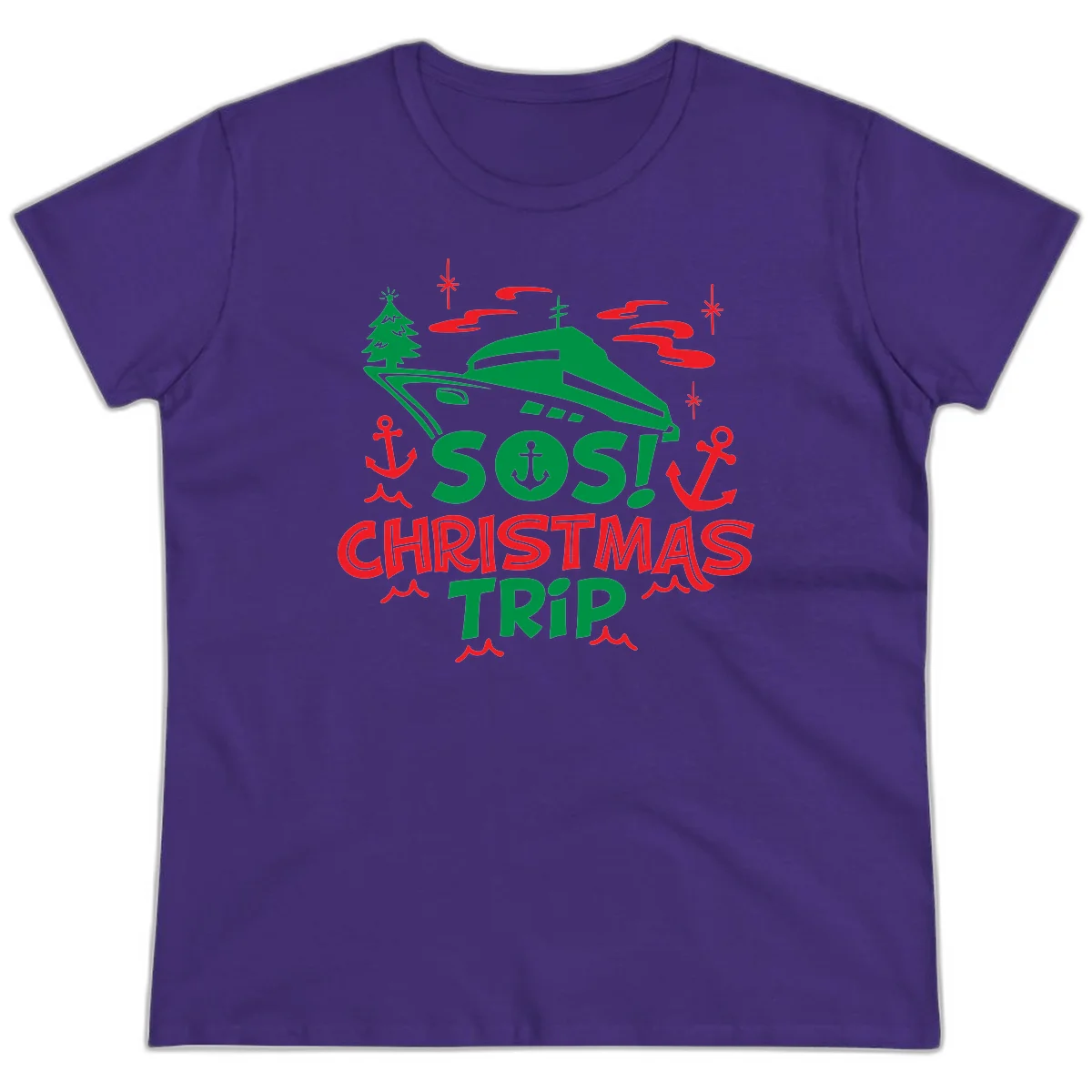 SOS Christmas Trip Ladies Tee in Purple
