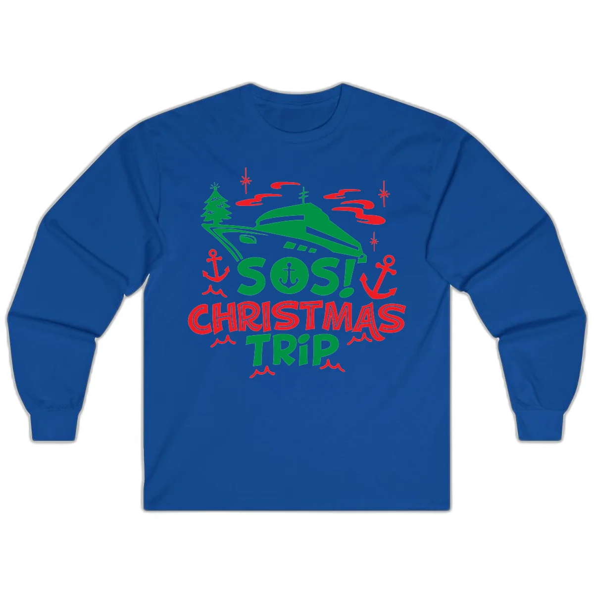 SOS Christmas Trip Long Sleeve Shirt in Royal