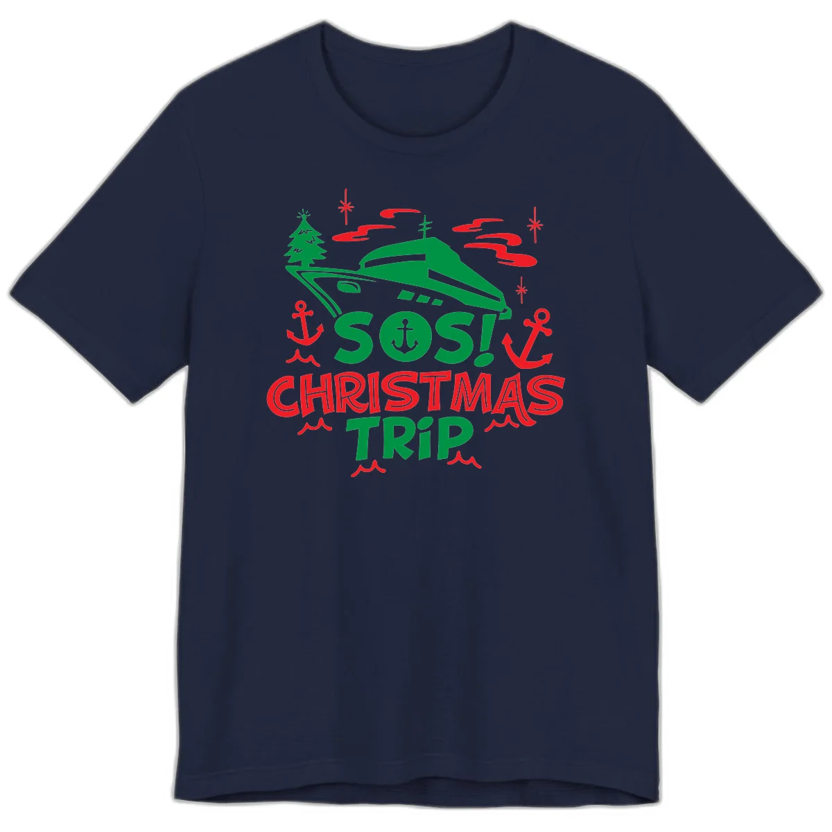 SOS Christmas Trip Premium T-Shirt in Navy