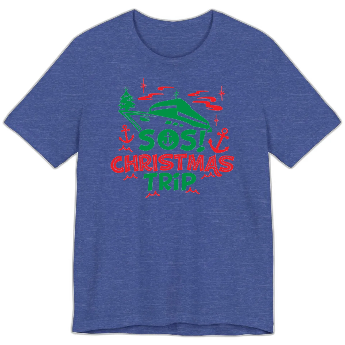 SOS Christmas Trip Premium T-Shirt in Heather True Royal