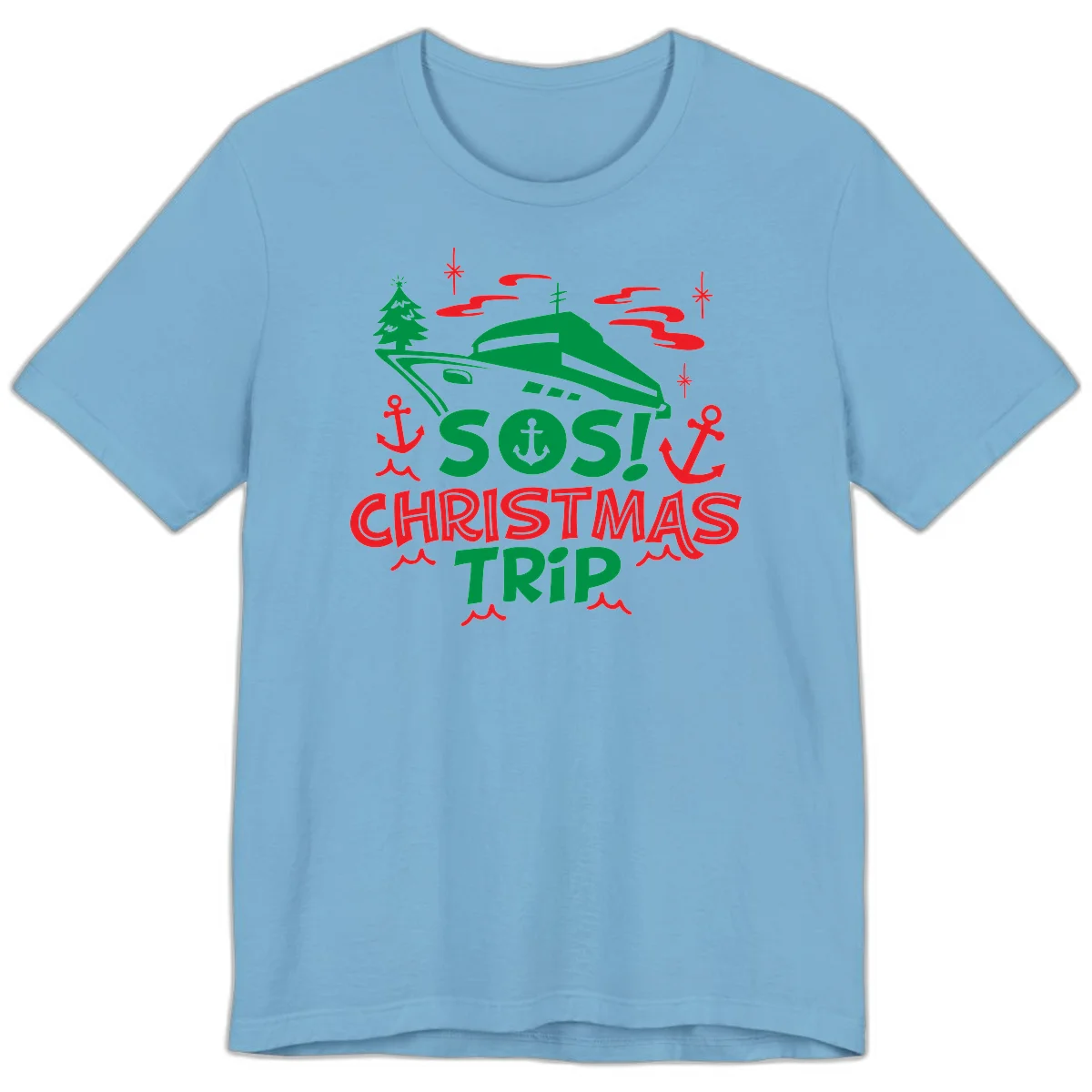 SOS Christmas Trip Premium T-Shirt in Ocean Blue