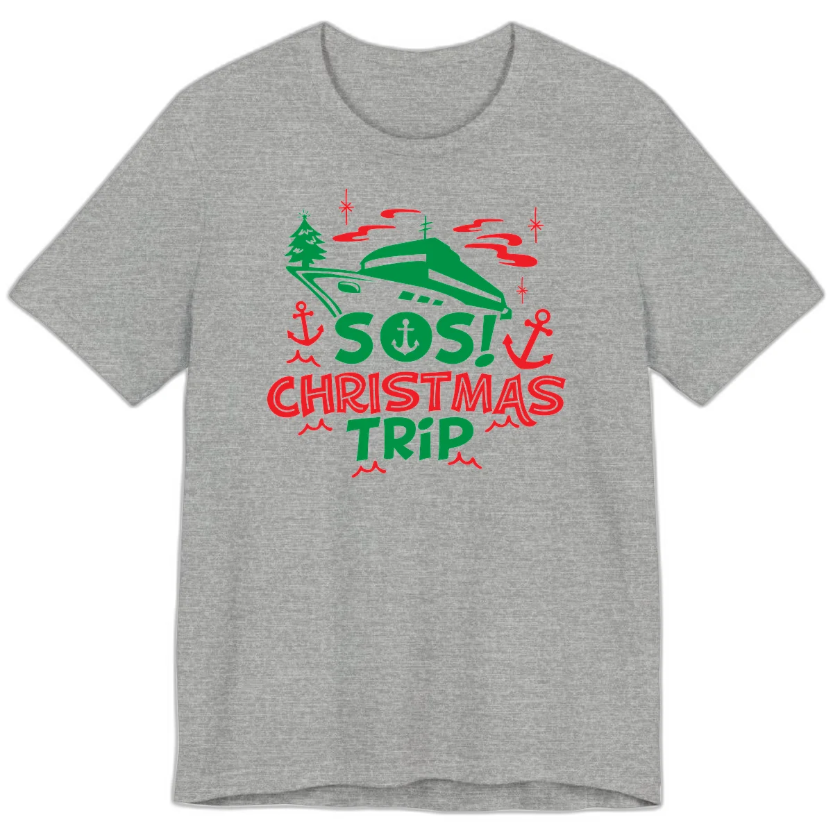 SOS Christmas Trip Premium T-Shirt in Athletic Heather
