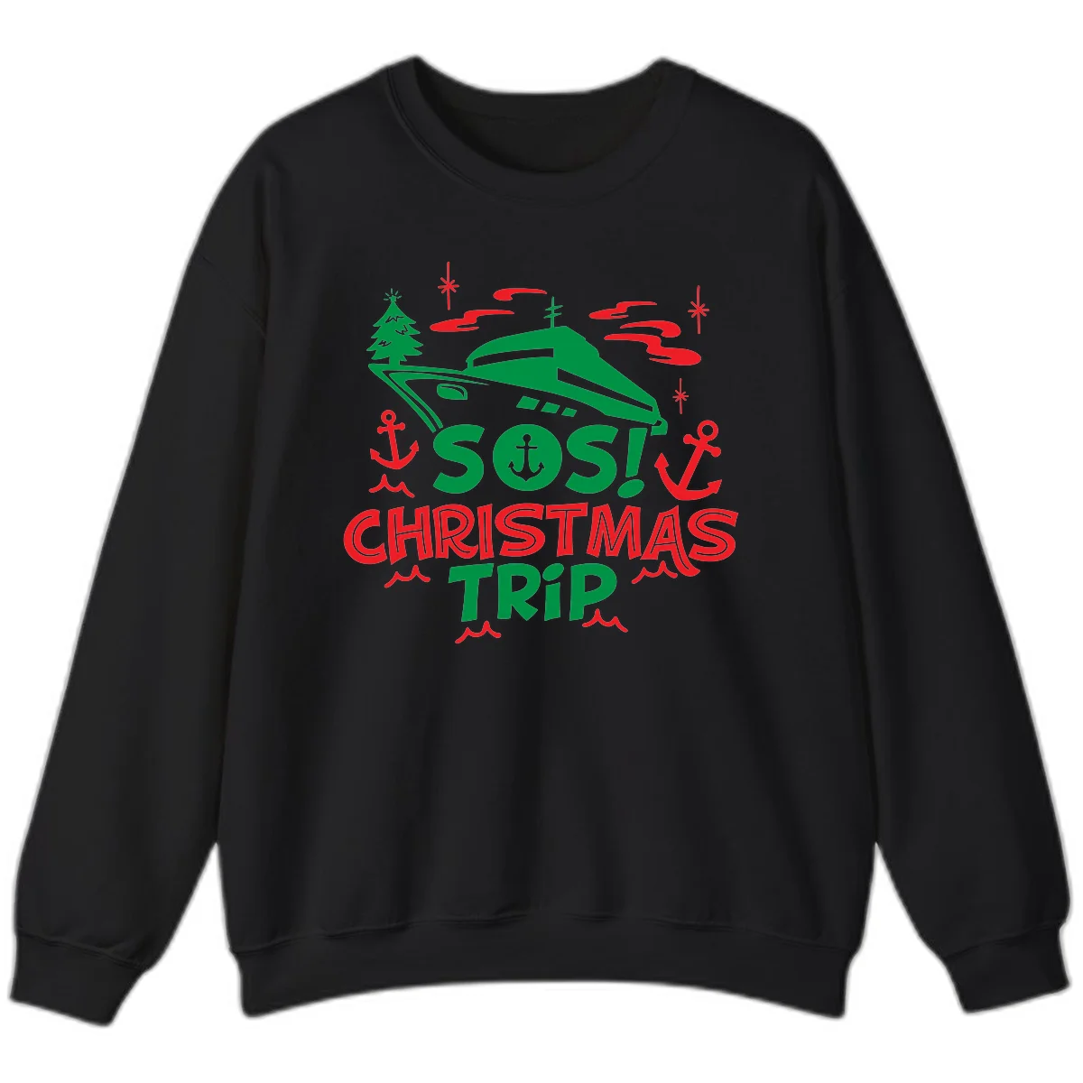 SOS Christmas Trip Sweatshirt in Black