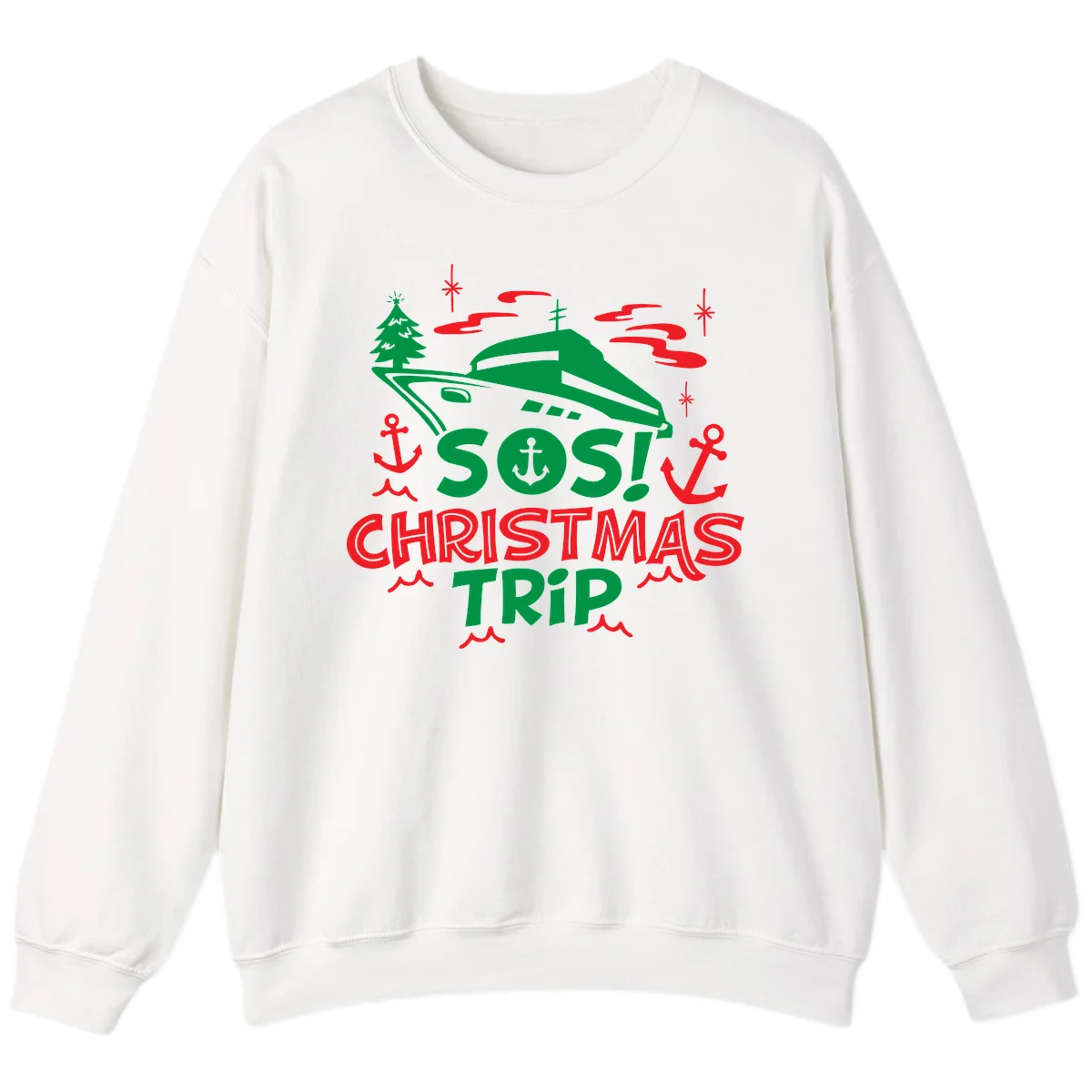 SOS Christmas Trip Sweatshirt in White