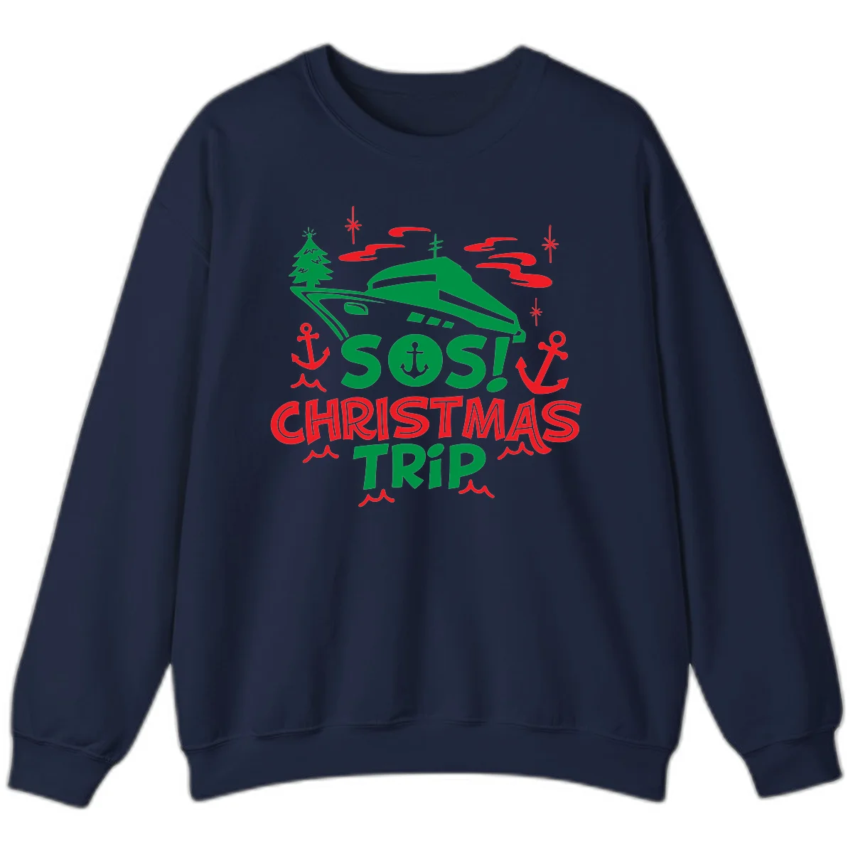 SOS Christmas Trip Sweatshirt in Navy