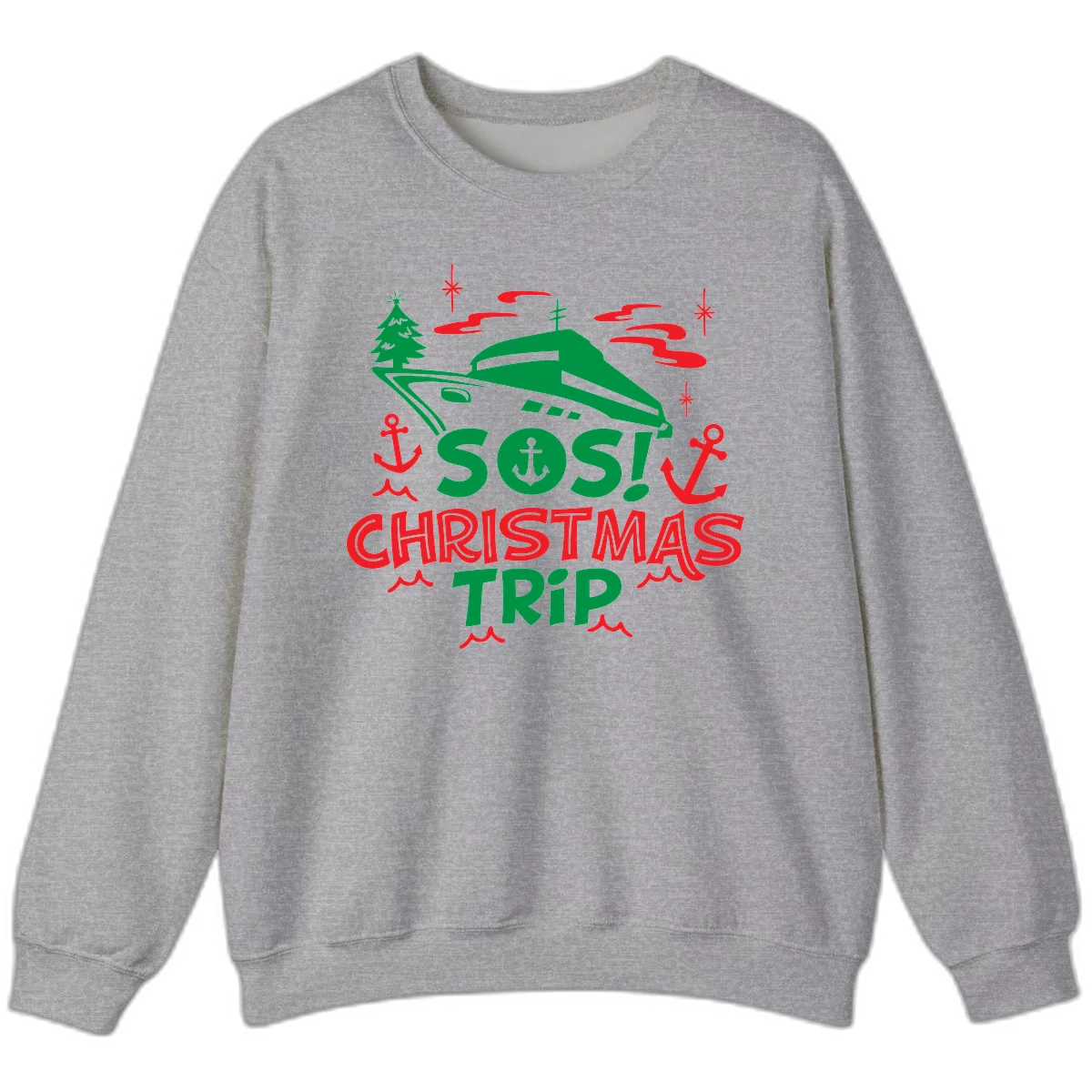 SOS Christmas Trip Sweatshirt in Sport Grey