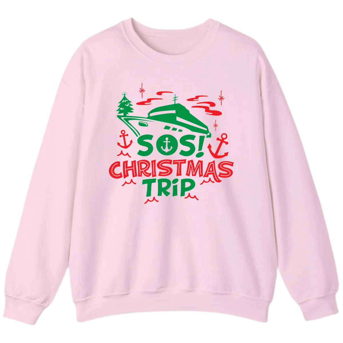 SOS Christmas Trip Sweatshirt in Light Pink