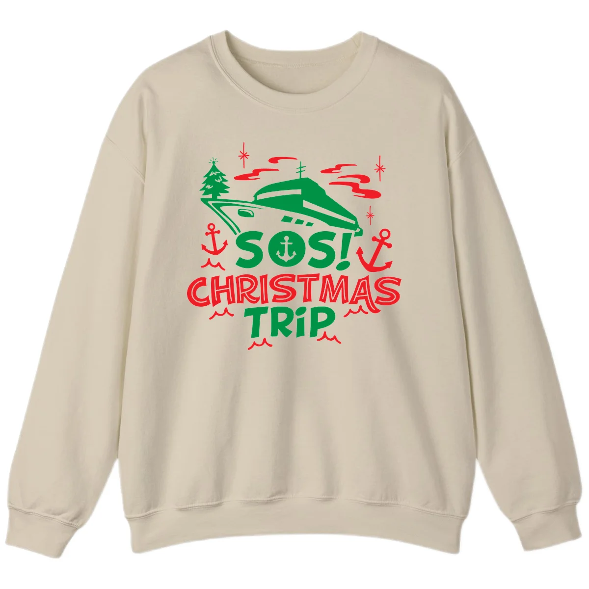 SOS Christmas Trip Sweatshirt in Sand