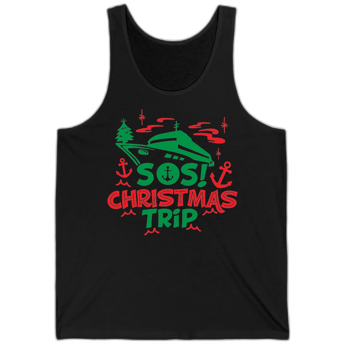 SOS Christmas Trip Tank Top in Black
