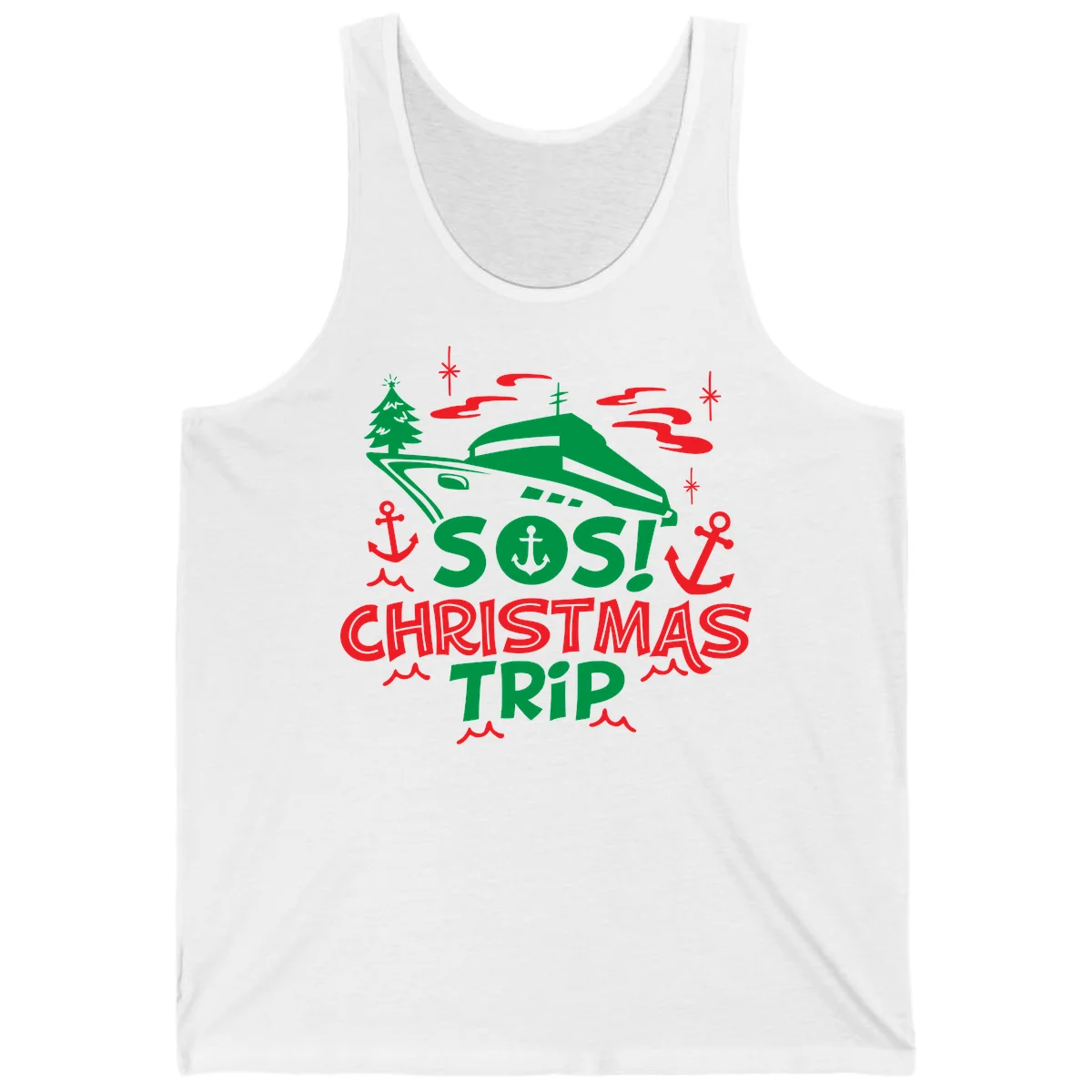 SOS Christmas Trip Tank Top in White