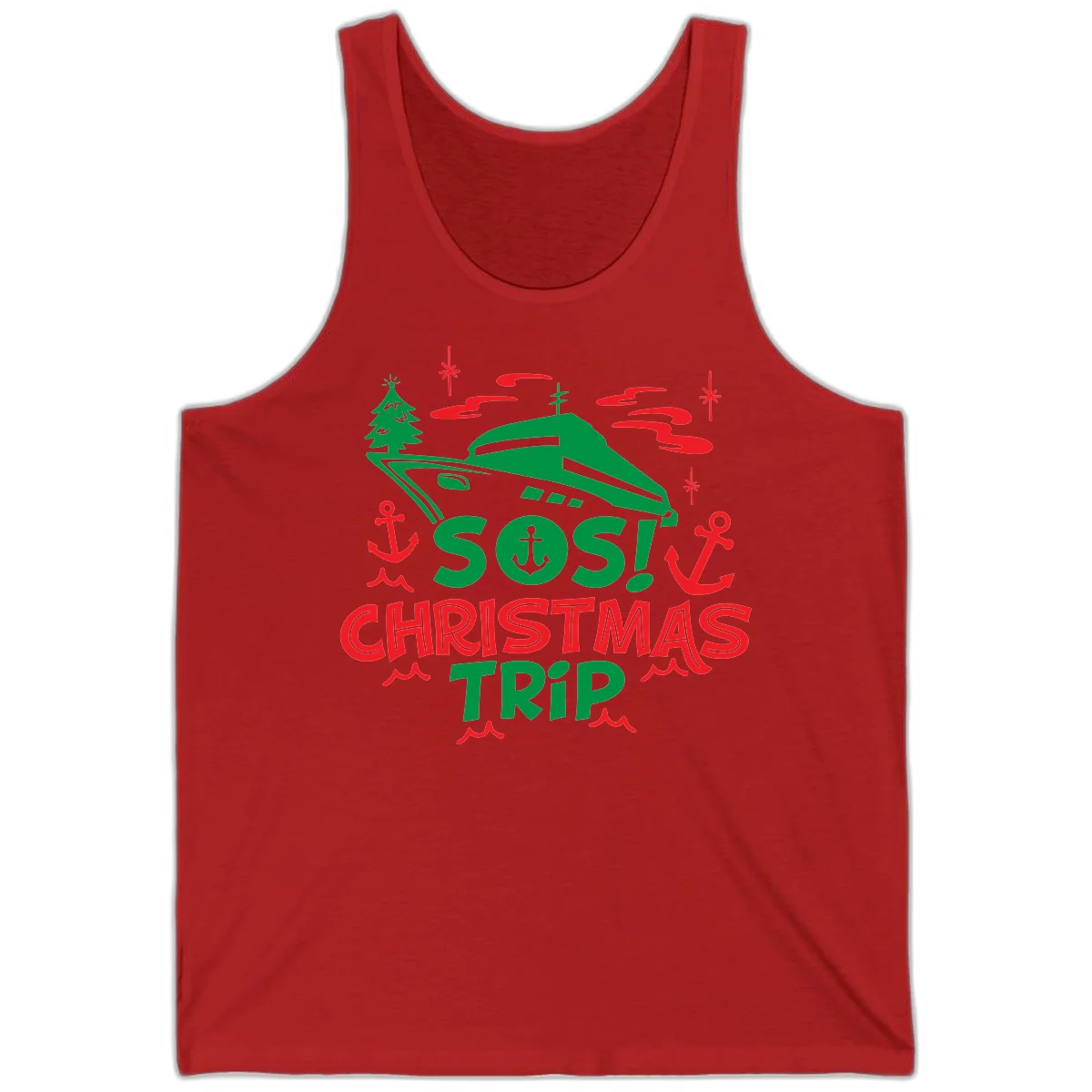 SOS Christmas Trip Tank Top in Red