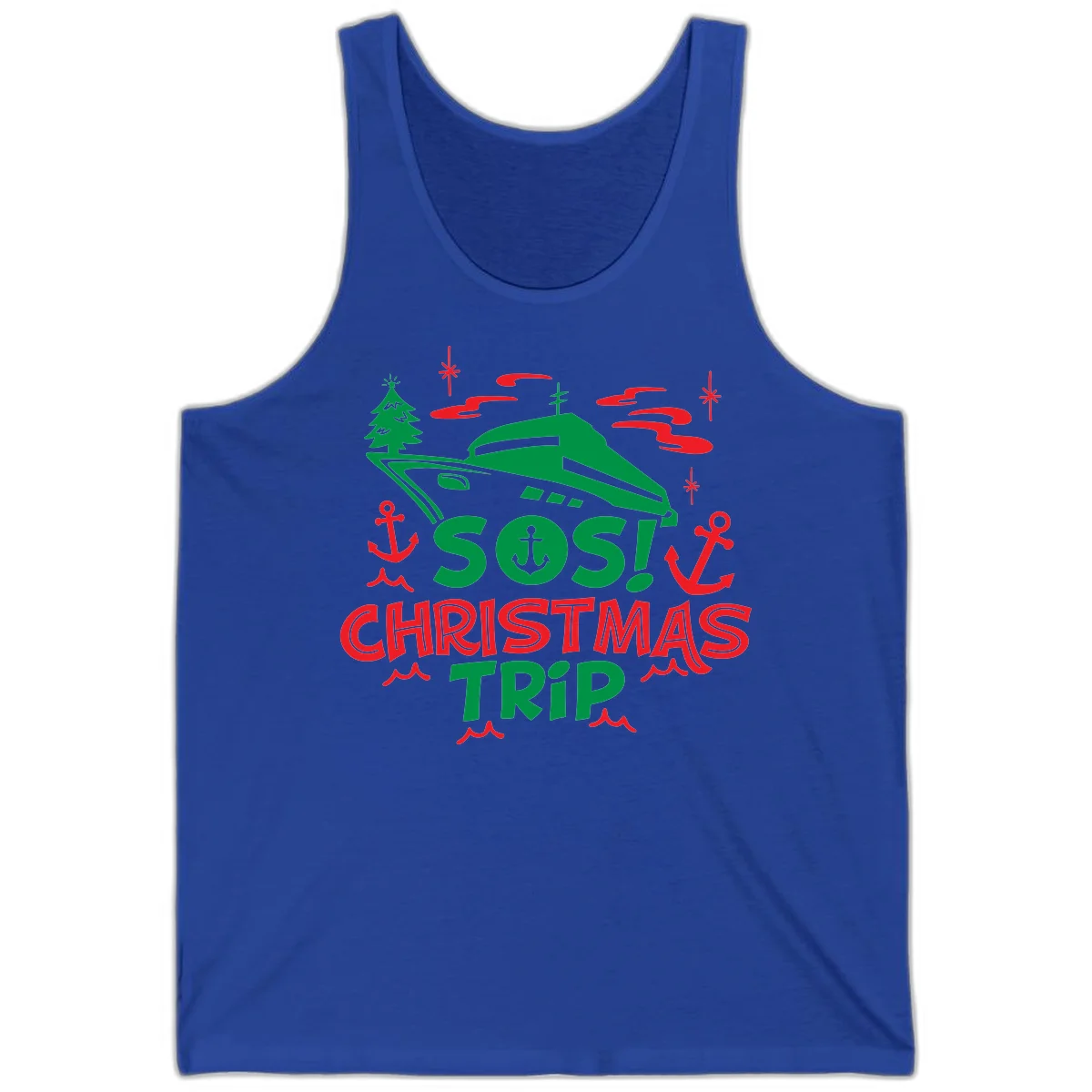 SOS Christmas Trip Tank Top in True Royal