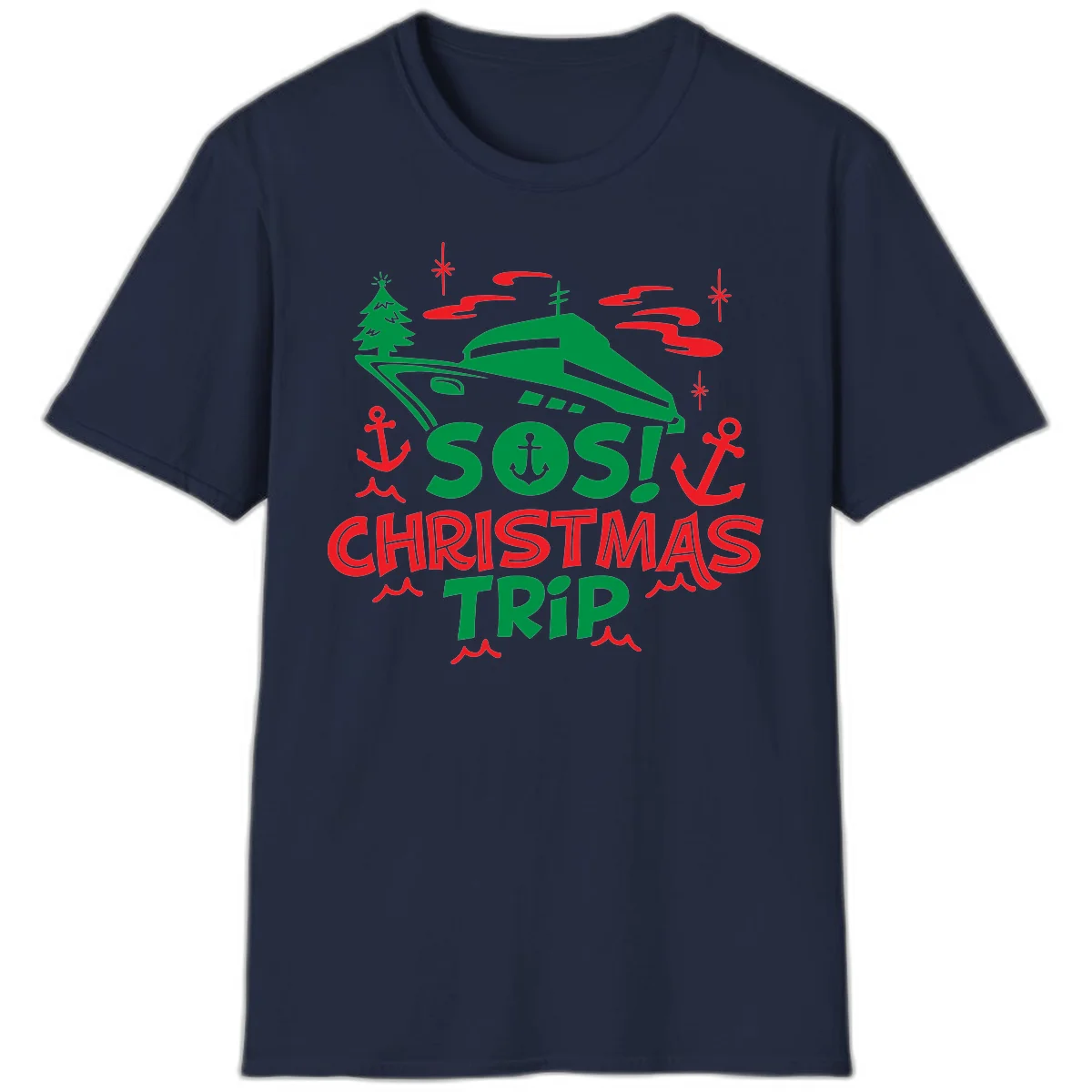 SOS Christmas Trip T-Shirt in Navy