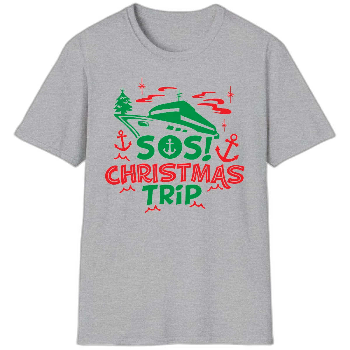 SOS Christmas Trip T-Shirt in Sport Grey
