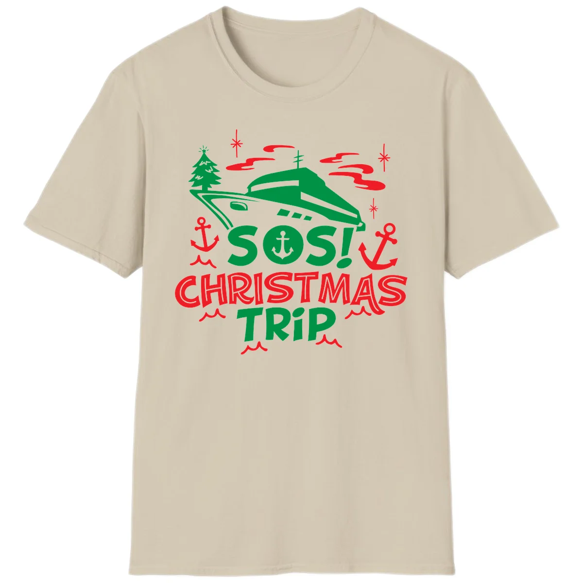 SOS Christmas Trip T-Shirt in Sand