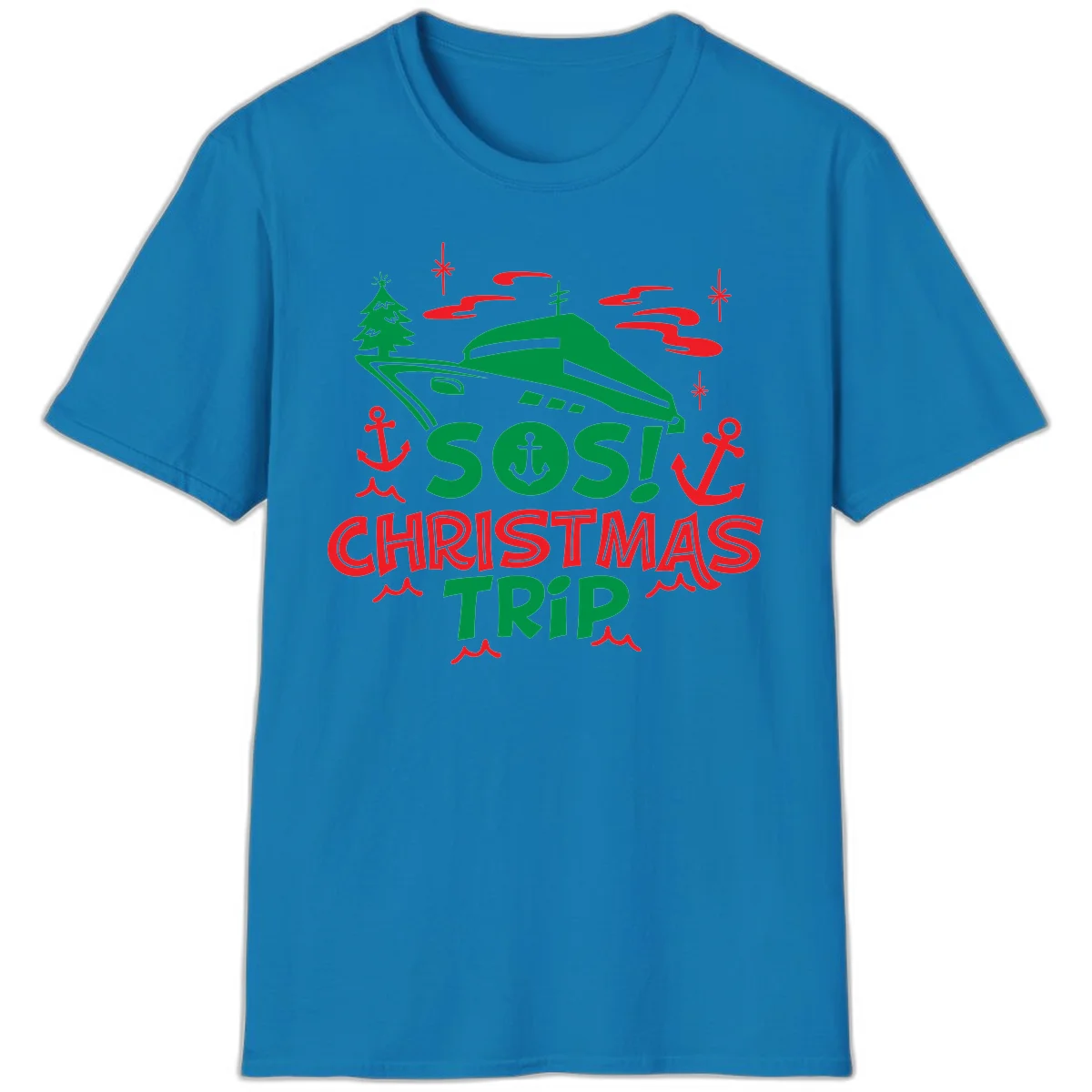 SOS Christmas Trip T-Shirt in Sapphire