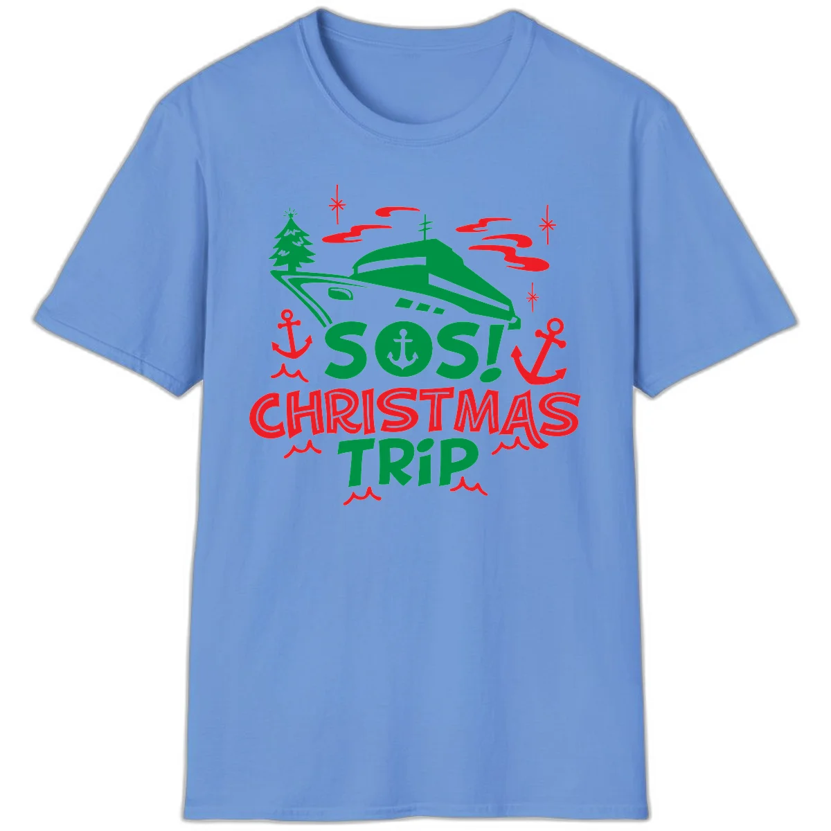 SOS Christmas Trip T-Shirt in Carolina Blue