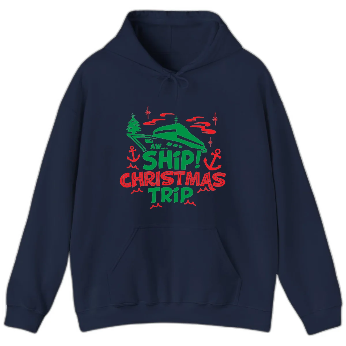 Aww Ship Christmas Trip Hoodie in Navy