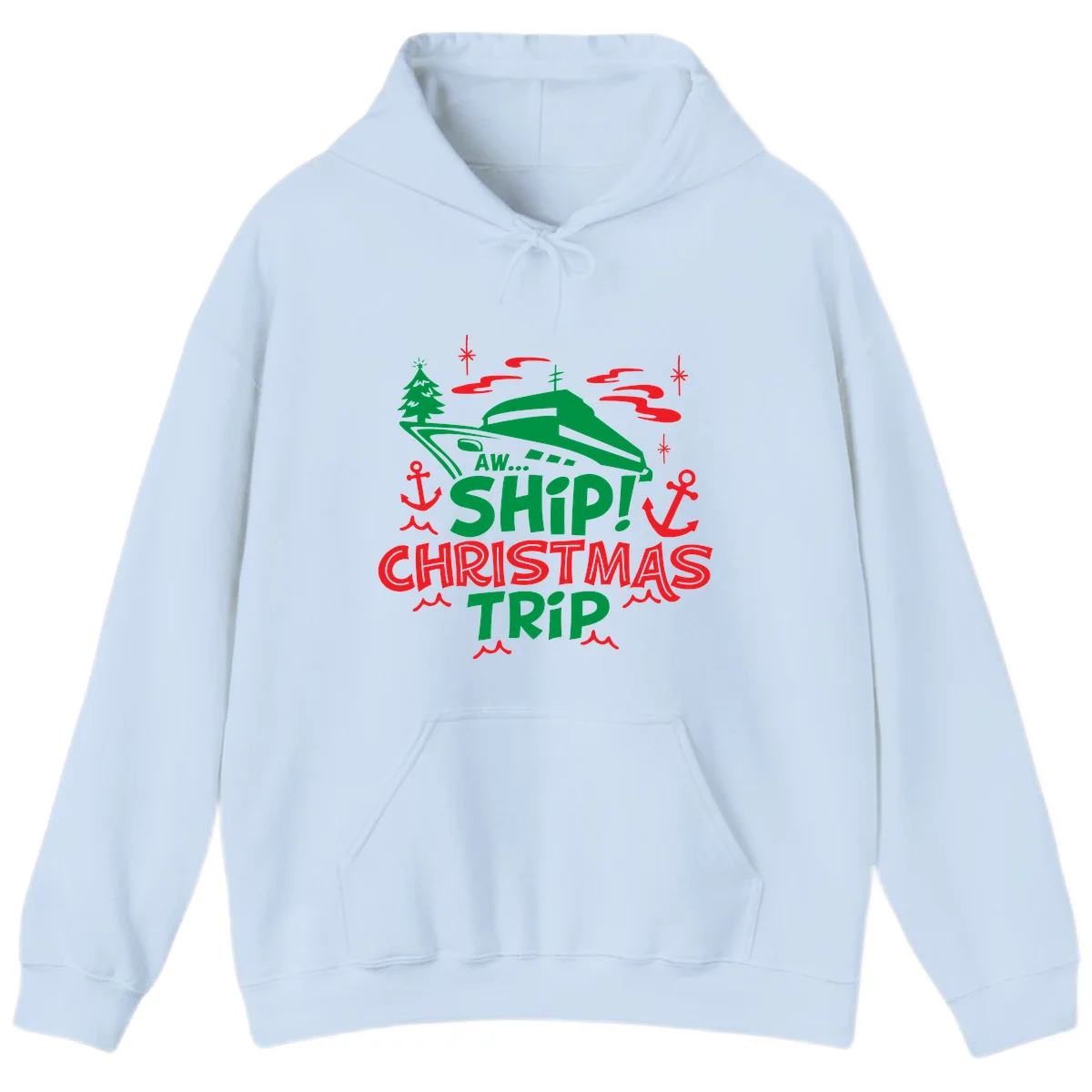 Aww Ship Christmas Trip Hoodie in Light Blue